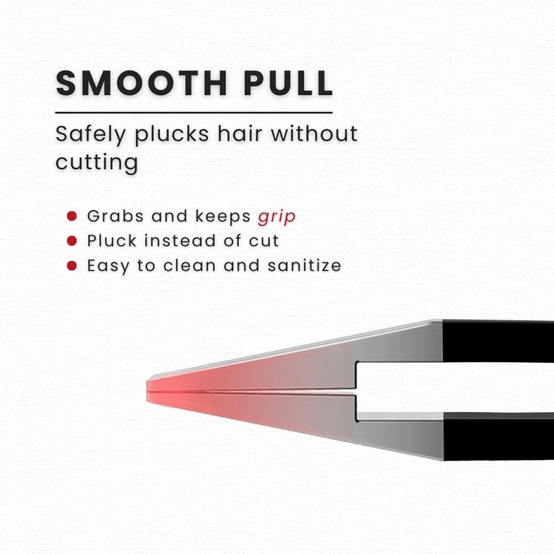 AURAY Eyebrow Tweezers Women Facial Hair, Stainless Steel Facial Hair Removal Precision Tweezer for Men & Women in Black, Slanted Tip Eyebrow Plucker for Easy Plucking, Professional Tweezers by (5) - Image 2